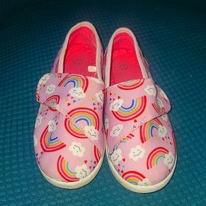 Girls pink rainbow slip on shoes
